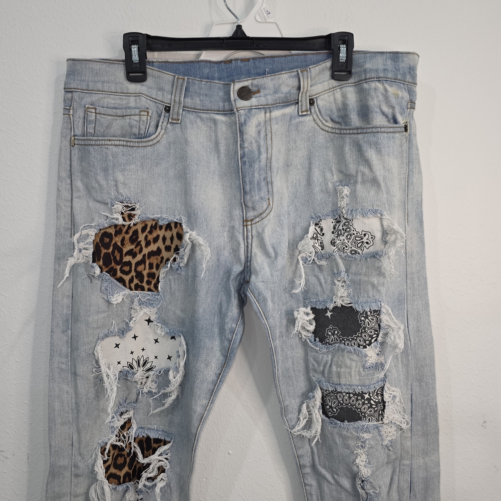 Men's Light Blue Distressed Skinny Jeans